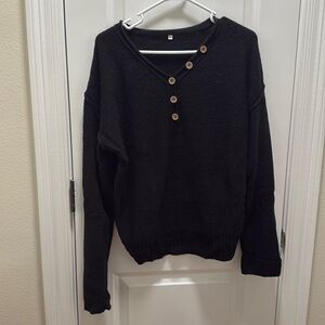 Black sweater with cute button detail
